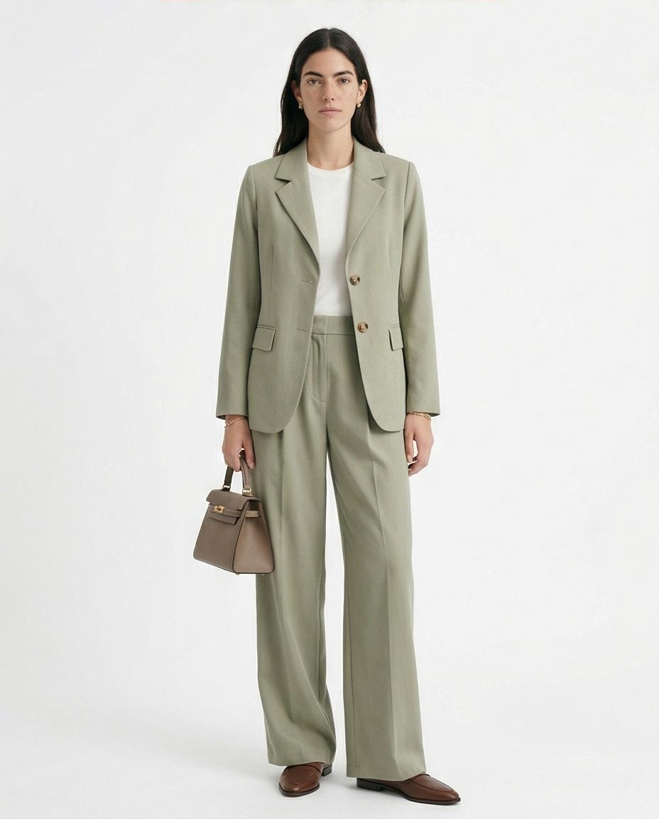 Ravin Sage Green Tailored Notched-Lapel Blazer - R216640