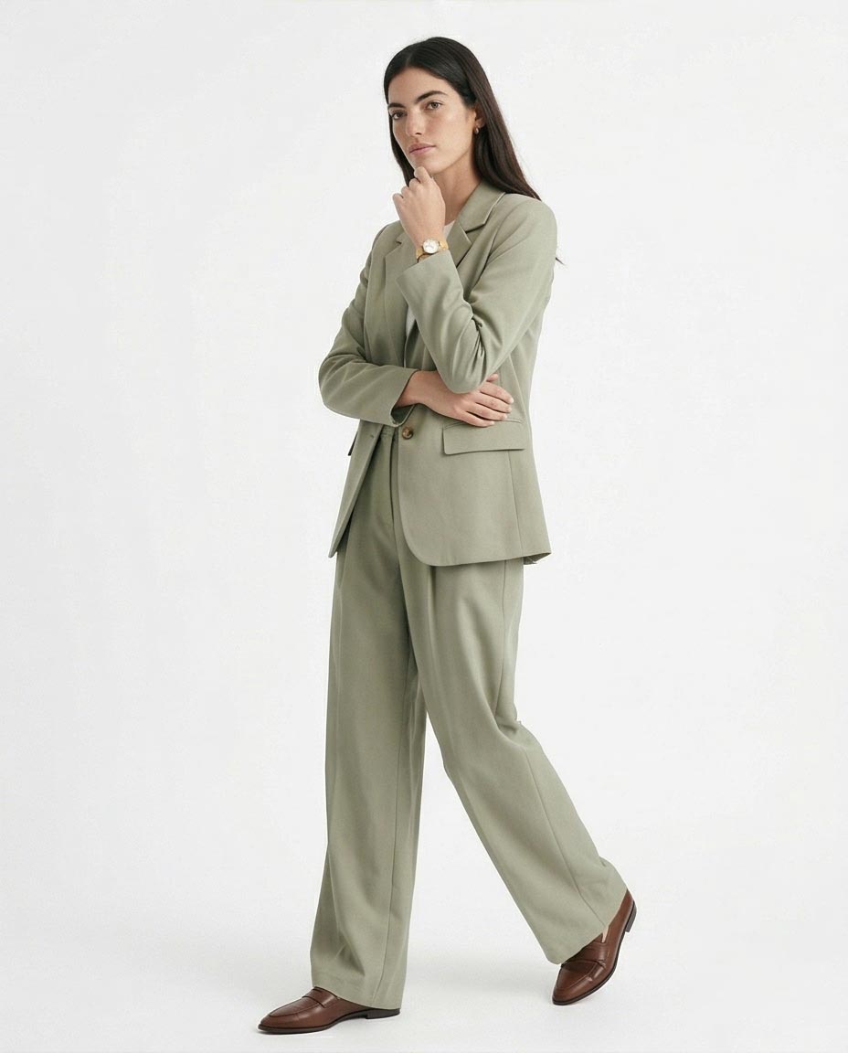 Ravin Sage Green Tailored Notched-Lapel Blazer - R216640