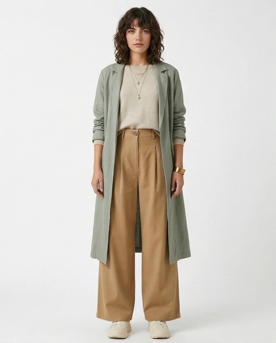 Ravin High-Waisted Double Pleat Wide-Leg Trousers – Camel - R216642