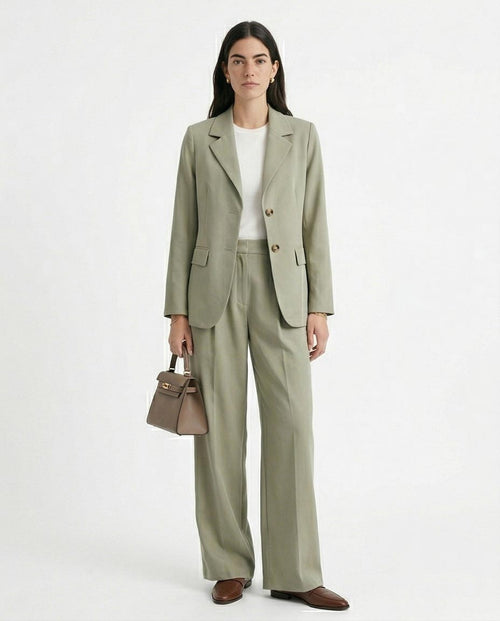 Ravin High-Waisted Wide-Leg Pleated Trousers - Mint Green - R216644