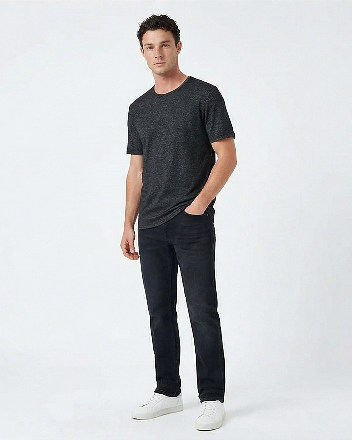 Charcoal Heather Textured Knit Tee - R216799