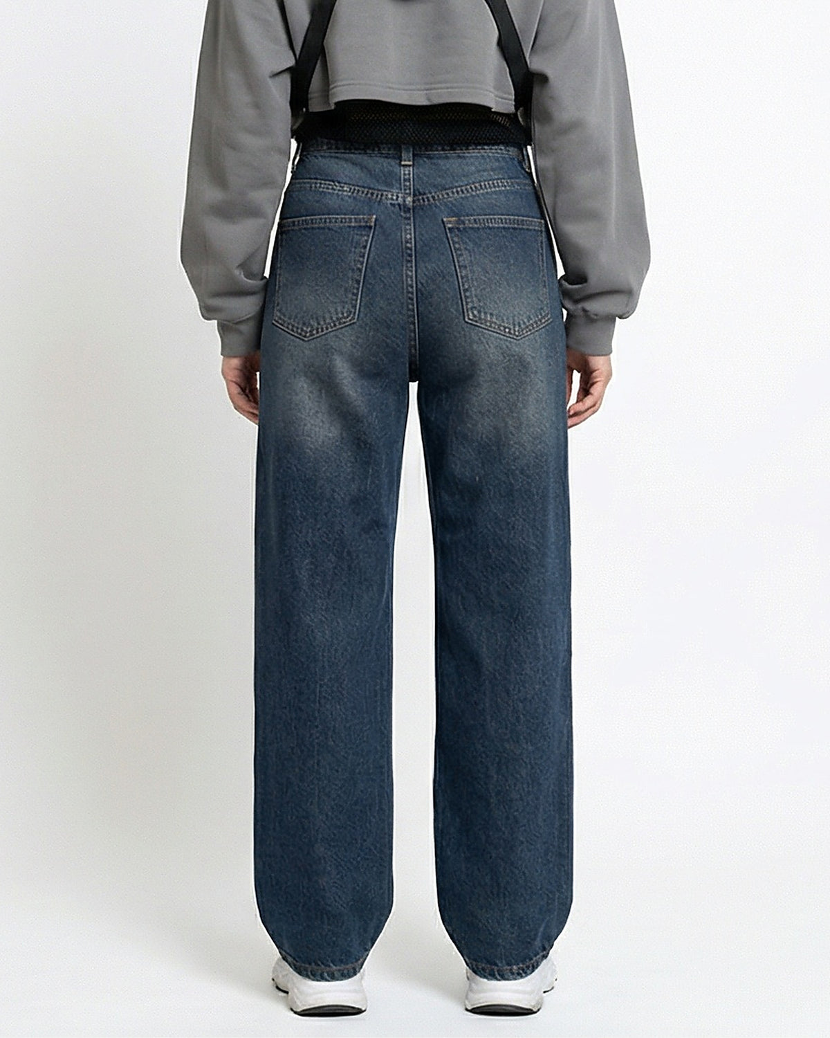 High-Waist Washed Wide-Leg Jeans