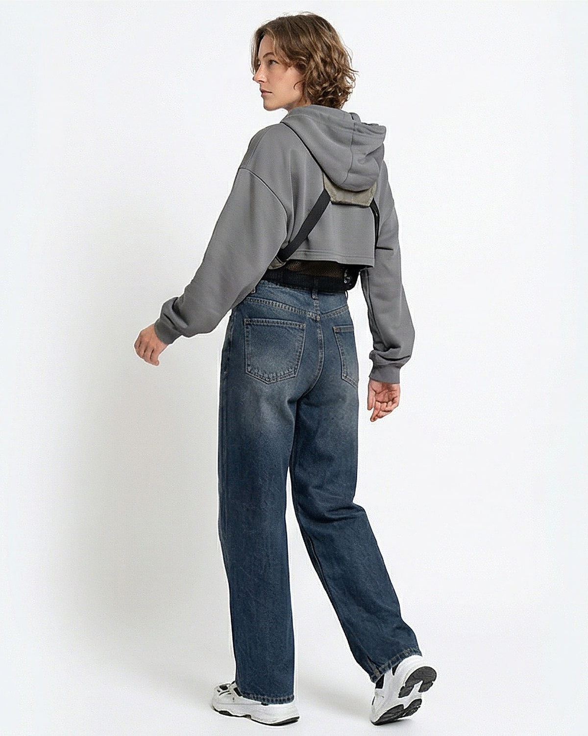 High-Waist Washed Wide-Leg Jeans