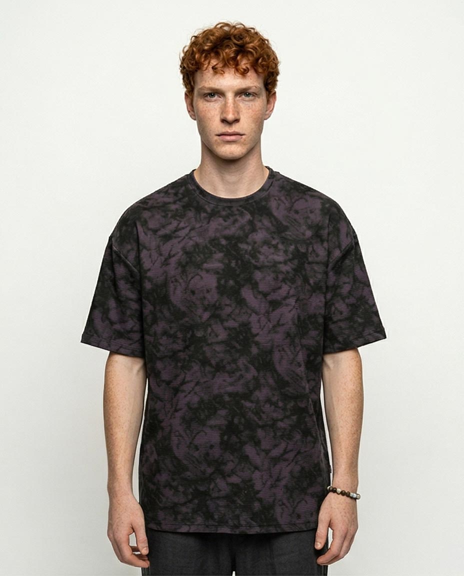 Dark Plum Storm Print Oversized Tee - R216849