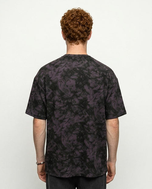 Ravin Oversized Textured Oil-Wash T-Shirt in Charcoal & Purple - R216849