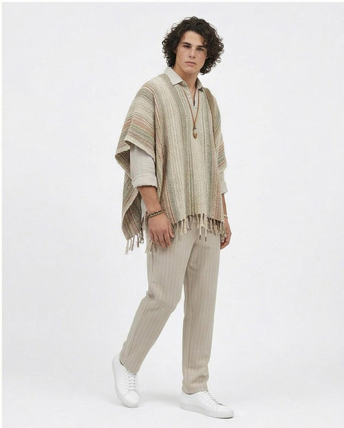 Ravin Men’s Pique Stripe Corduroy Pants - Textured Casual Drawstring Trousers in Beige - R216862