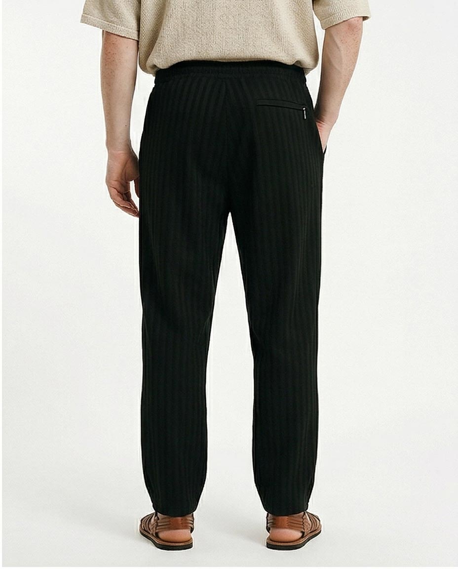 Ravin Men's Corduroy Pique Stripe Pants - Textured Comfort for the Modern Boho - Black - R216863