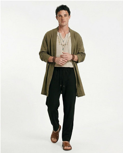 Ravin Men's Corduroy Pique Stripe Pants - Textured Comfort for the Modern Boho - Black - R216863