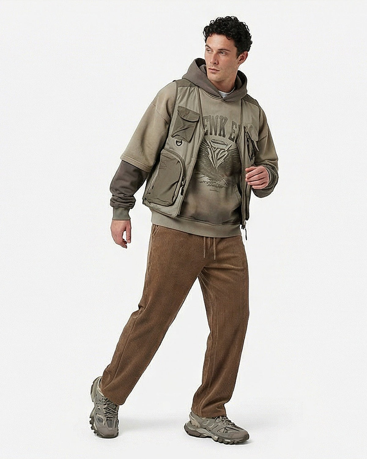 Earth Brown Relaxed Fit Corduroy Trousers - R216923