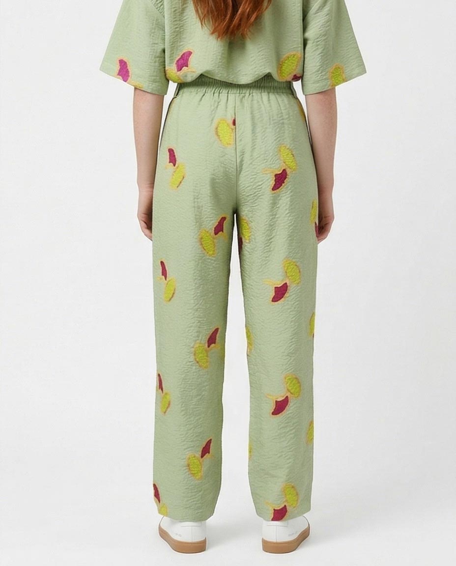 Ravin Embroidered Ginkgo Leaf Linen Pants – Sage Green - R216944