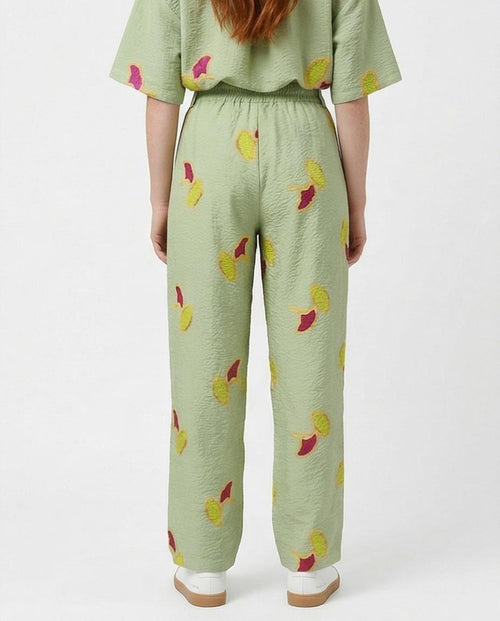 Ravin Embroidered Ginkgo Leaf Linen Pants – Sage Green - R216944