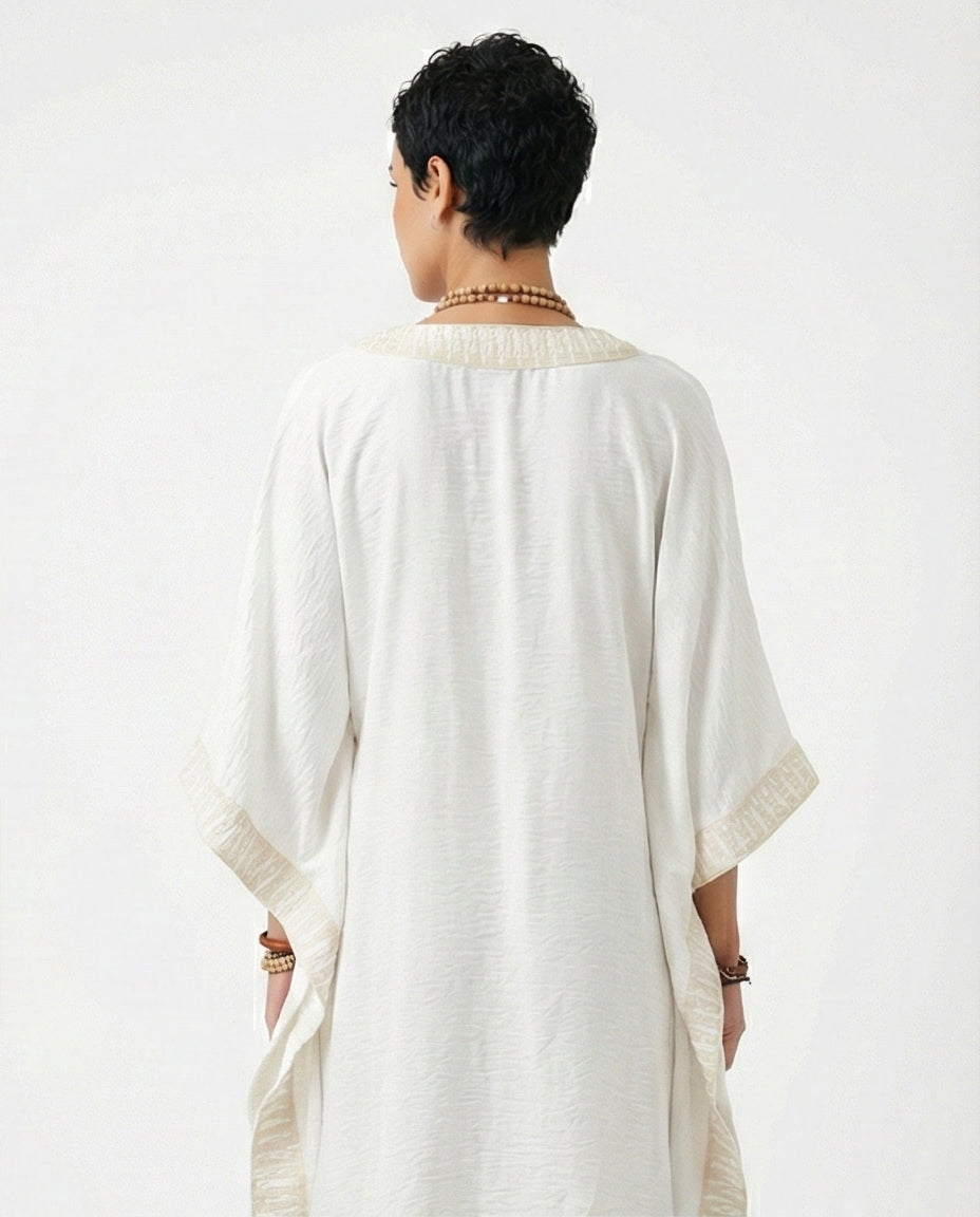 Textured V-Neck Kaftan Dress