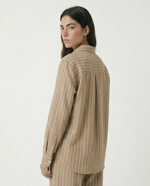 Ravin Striped Relaxed-Fit Linen-Blend Shirt – Khaki & White - R217037