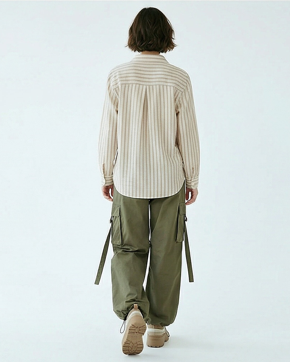 Ravin Striped Relaxed-Fit Linen-Blend Shirt – Khaki & White - R217037
