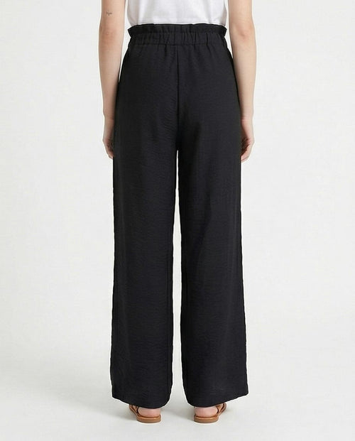 بنطال رافين نسائي بقصة أرجل واسعة وخصر عالي وقصة مريحة من الكتان بستايل بيبر باج - R217072