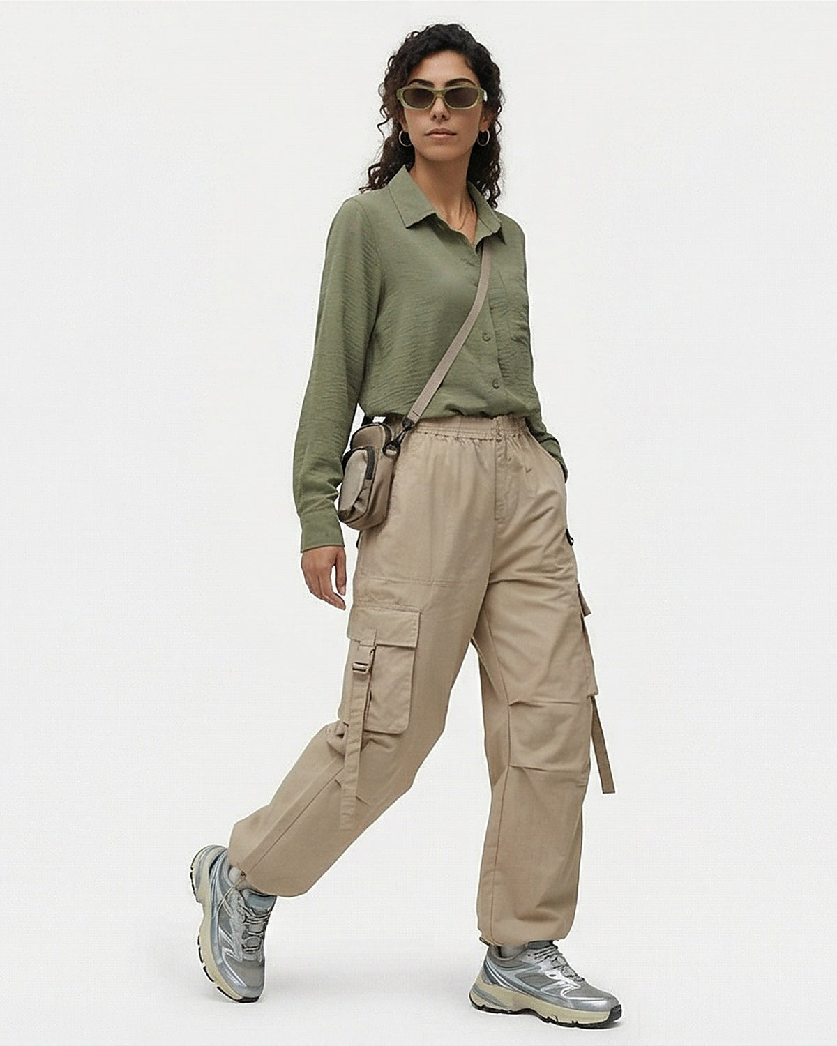 Essential Olive Textured Long Sleeve Button-Down Shirt