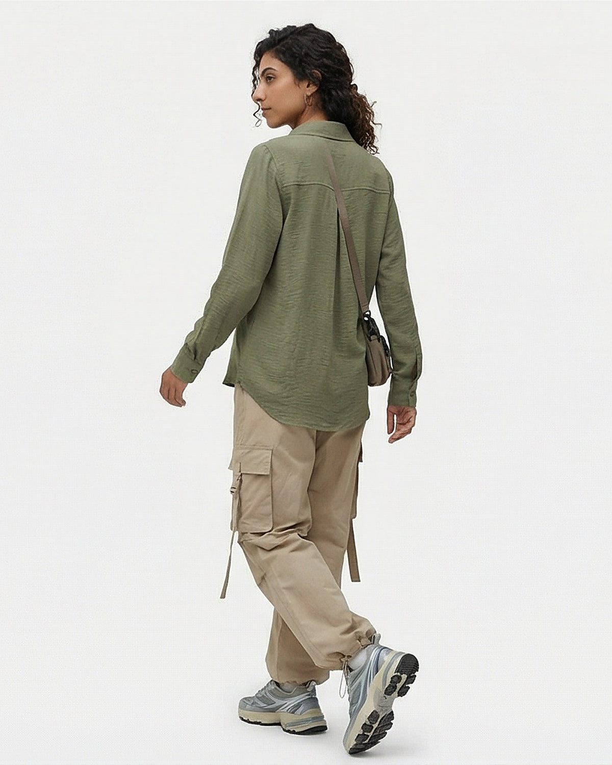 Essential Olive Textured Long Sleeve Button-Down Shirt