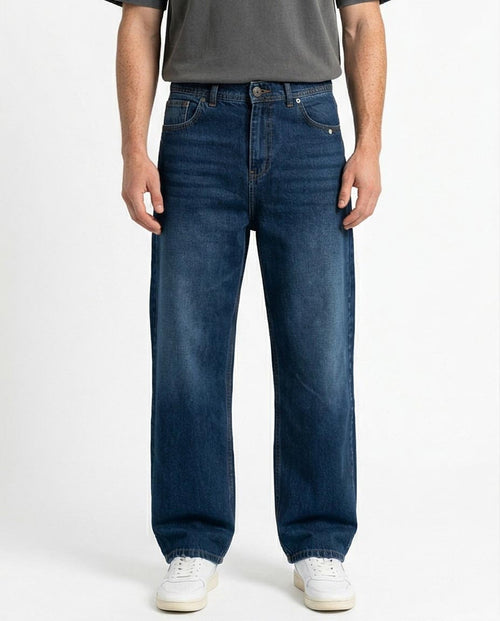 Ravin Men's Dark Wash Relaxed Wide-Leg Denim Jeans - R217112