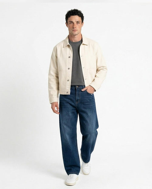 Ravin Men's Dark Wash Relaxed Wide-Leg Denim Jeans - R217112