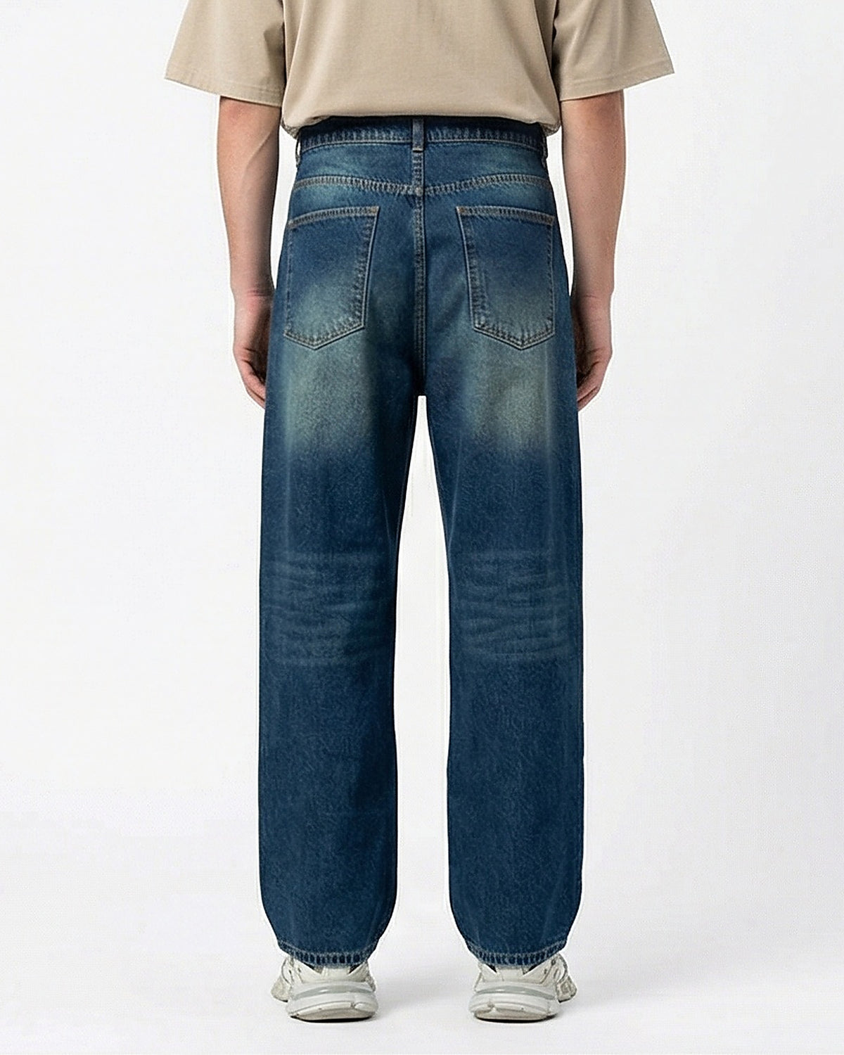 Essential Relaxed Fit Washed Blue Denim Jeans