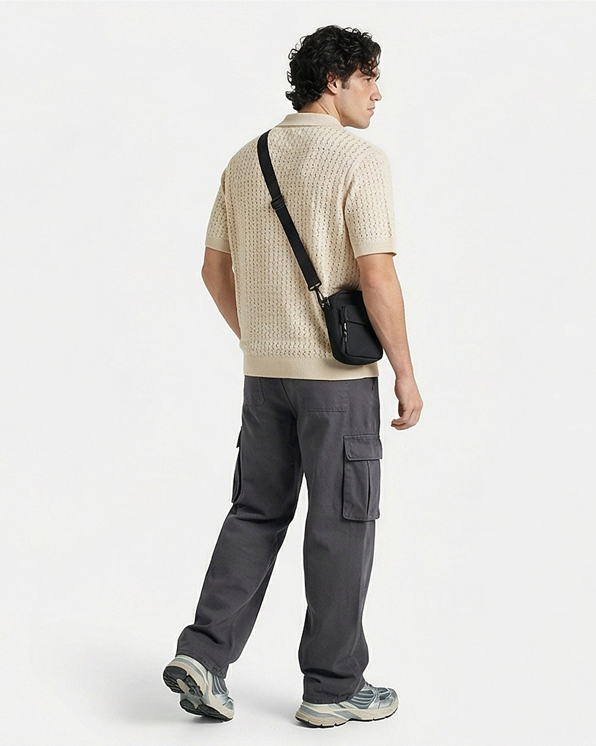 Ravin Men’s Pointelle Knit Short-Sleeve Polo Shirt – Cream - R217124