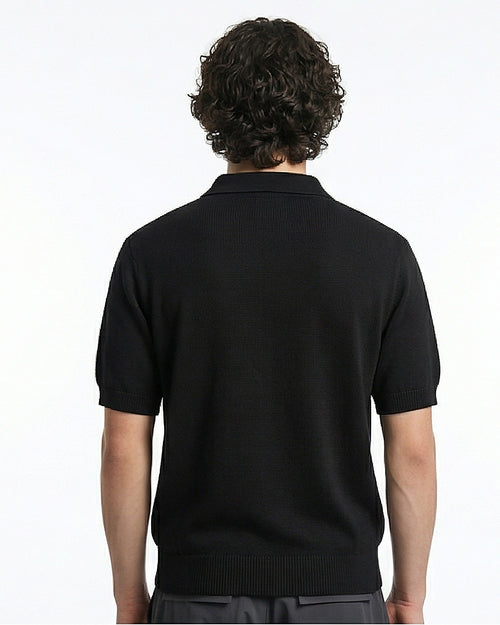 Ravin Essential Knit Johnny Collar Polo – Black - R217127