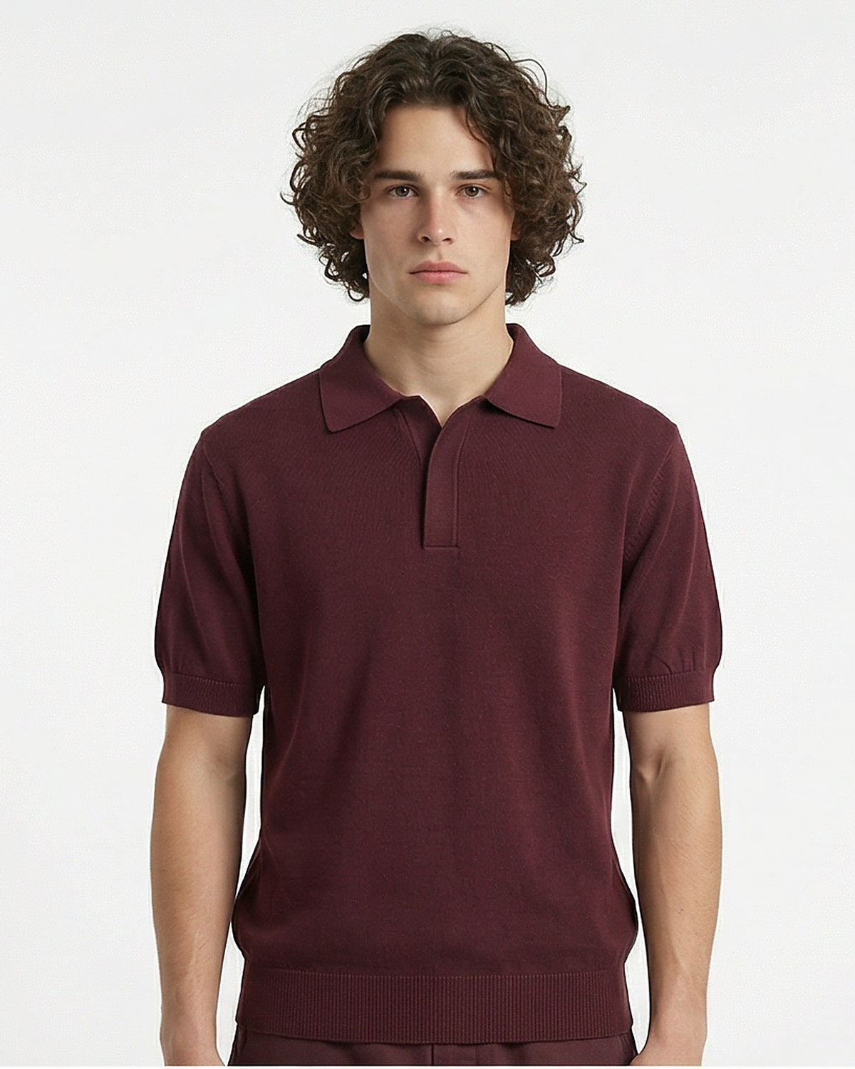 The Ravin Man: Deep Maroon Knit Polo - SS26 Essential