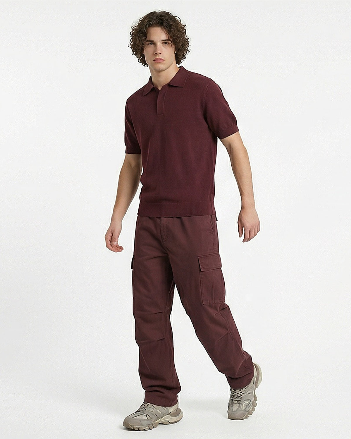 The Ravin Man: Deep Maroon Knit Polo - SS26 Essential