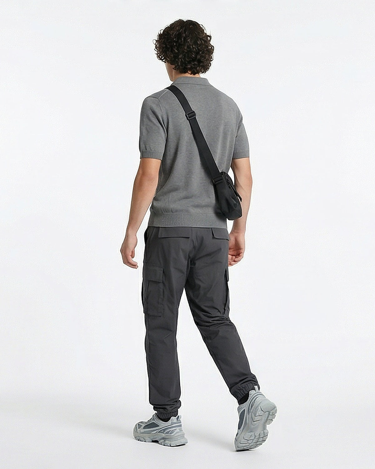 Men's Premium Knit Johnny Collar Polo in Heather Grey