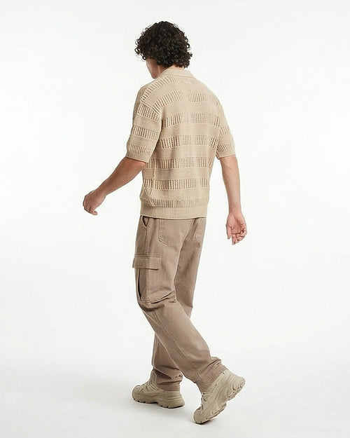 Ravin Artisanal Pointelle Knit Polo – Desert Stone - R217130