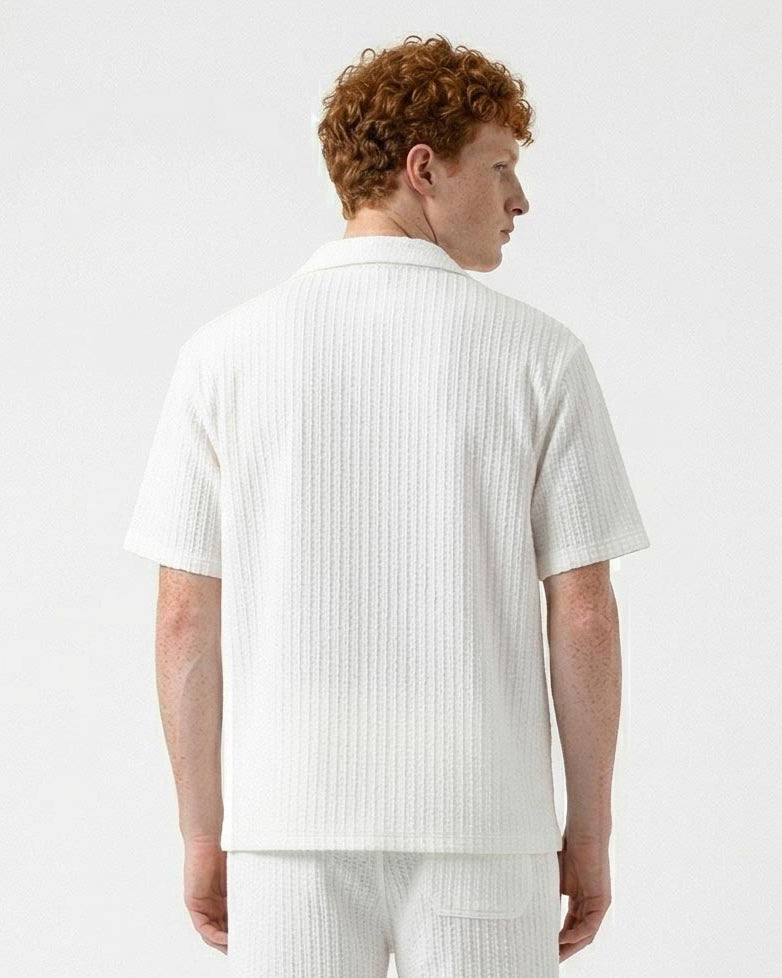 Ravin Men’s Textured Relaxed Popcorn Shorts - White - R217140