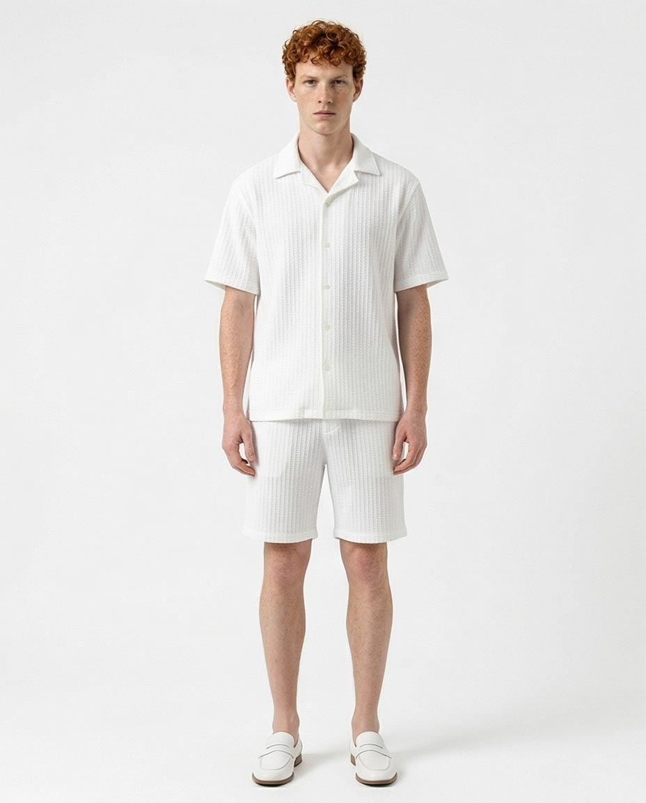 Ravin Men’s Textured Popcorn Resort Shirt - White - R217144