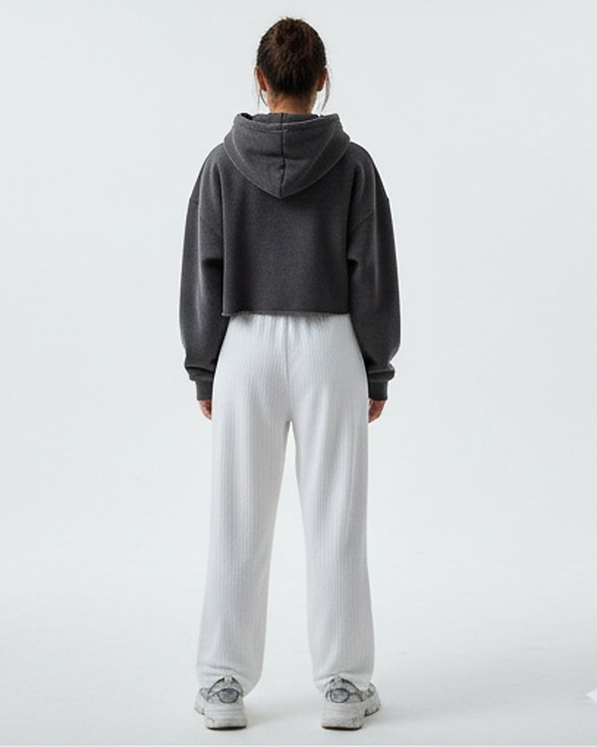 Essential Ribbed Wide-Leg Trousers in Pristine White