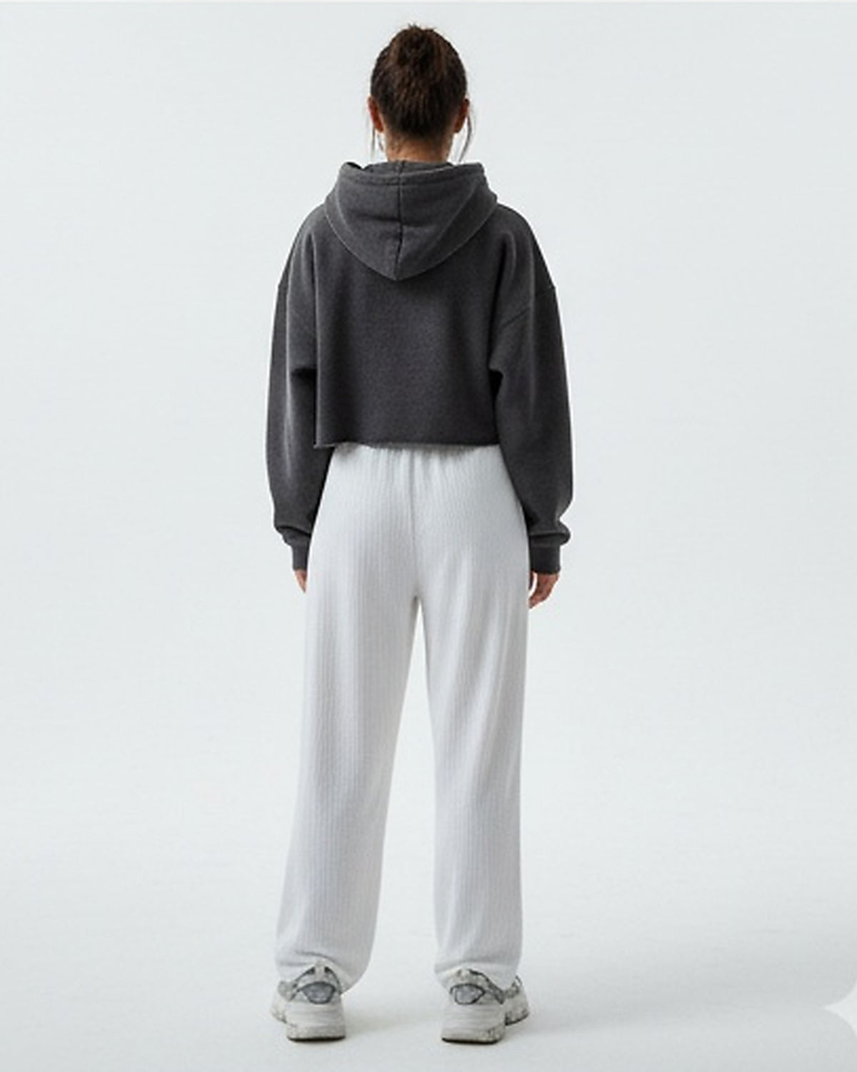 Essential Ribbed Wide-Leg Trousers in Pristine White