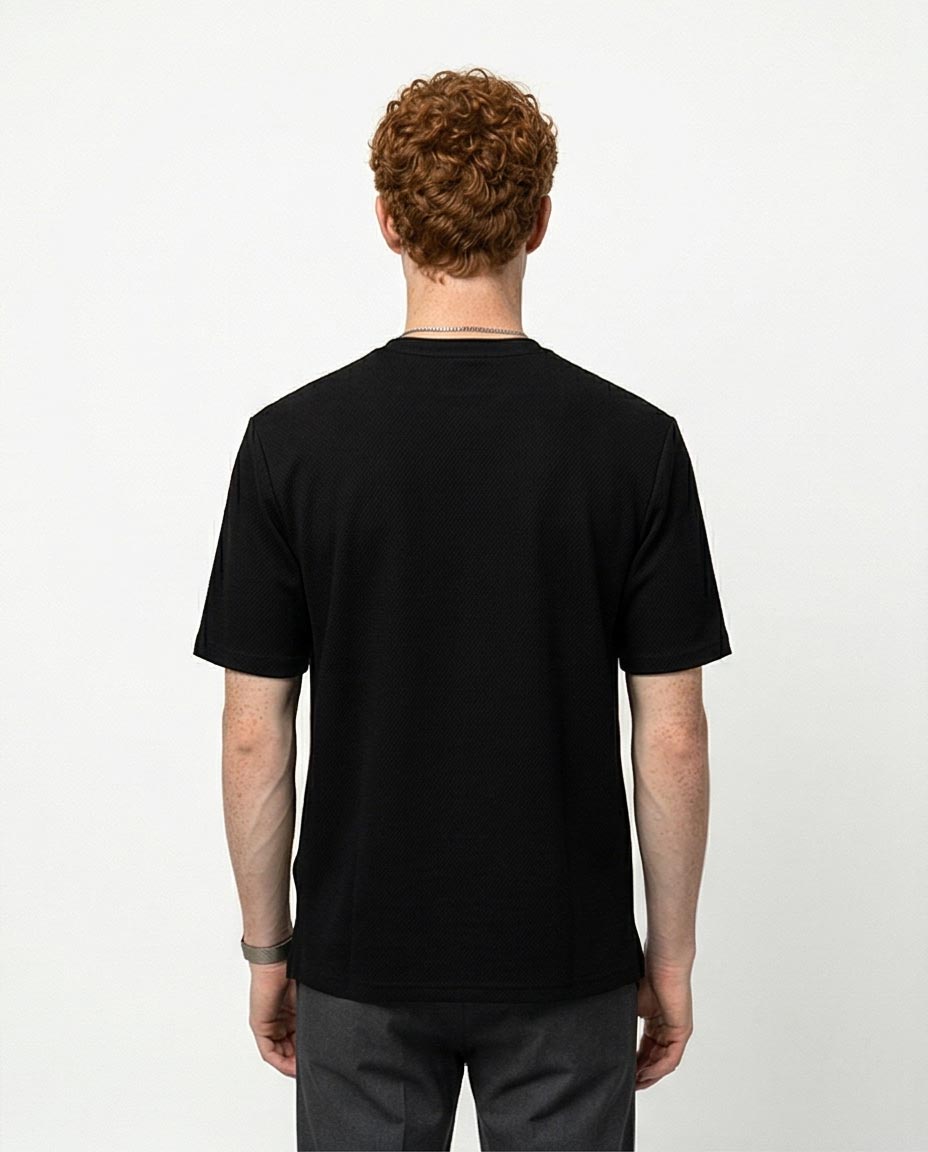 Black Textured Short Sleeve Urban Tee - R217154