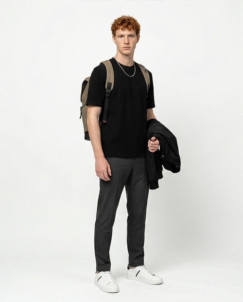 Ravin Men’s Textured Pique Relaxed Tee in Onyx Black - R217154