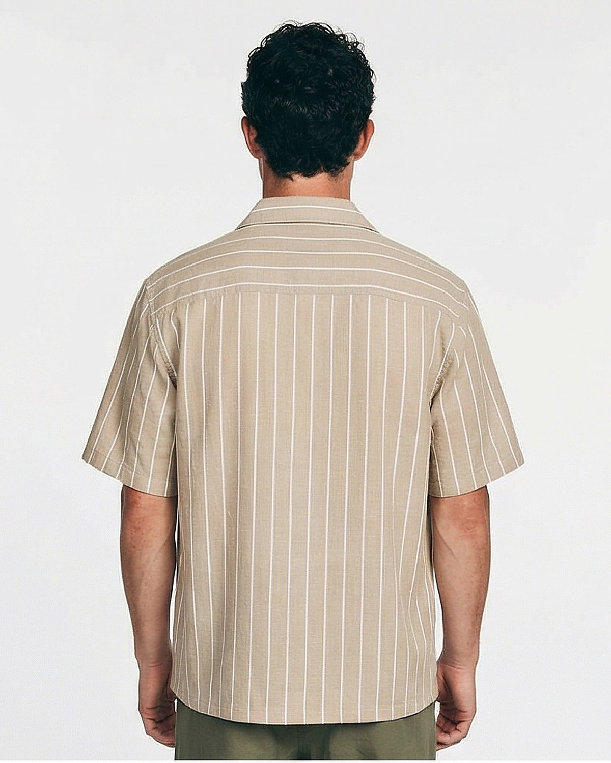 Sand Pinstripe Relaxed Fit Resort Shirt - R217162