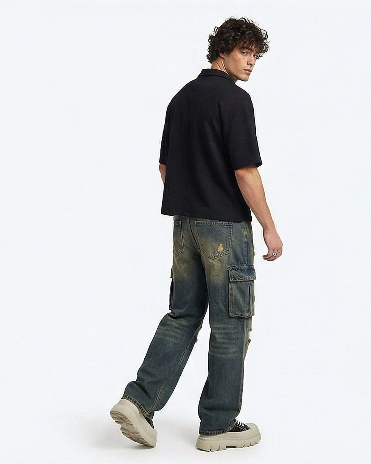 Noir Textured Camp Collar Resort Shirt -  R217167