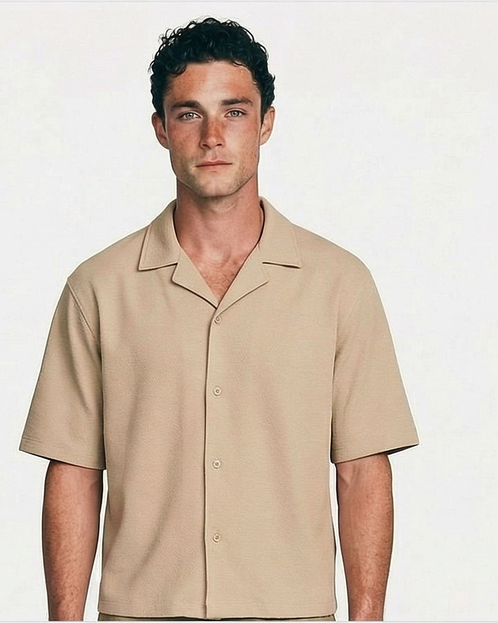Stone Textured Relaxed Fit Resort Shirt - R217168