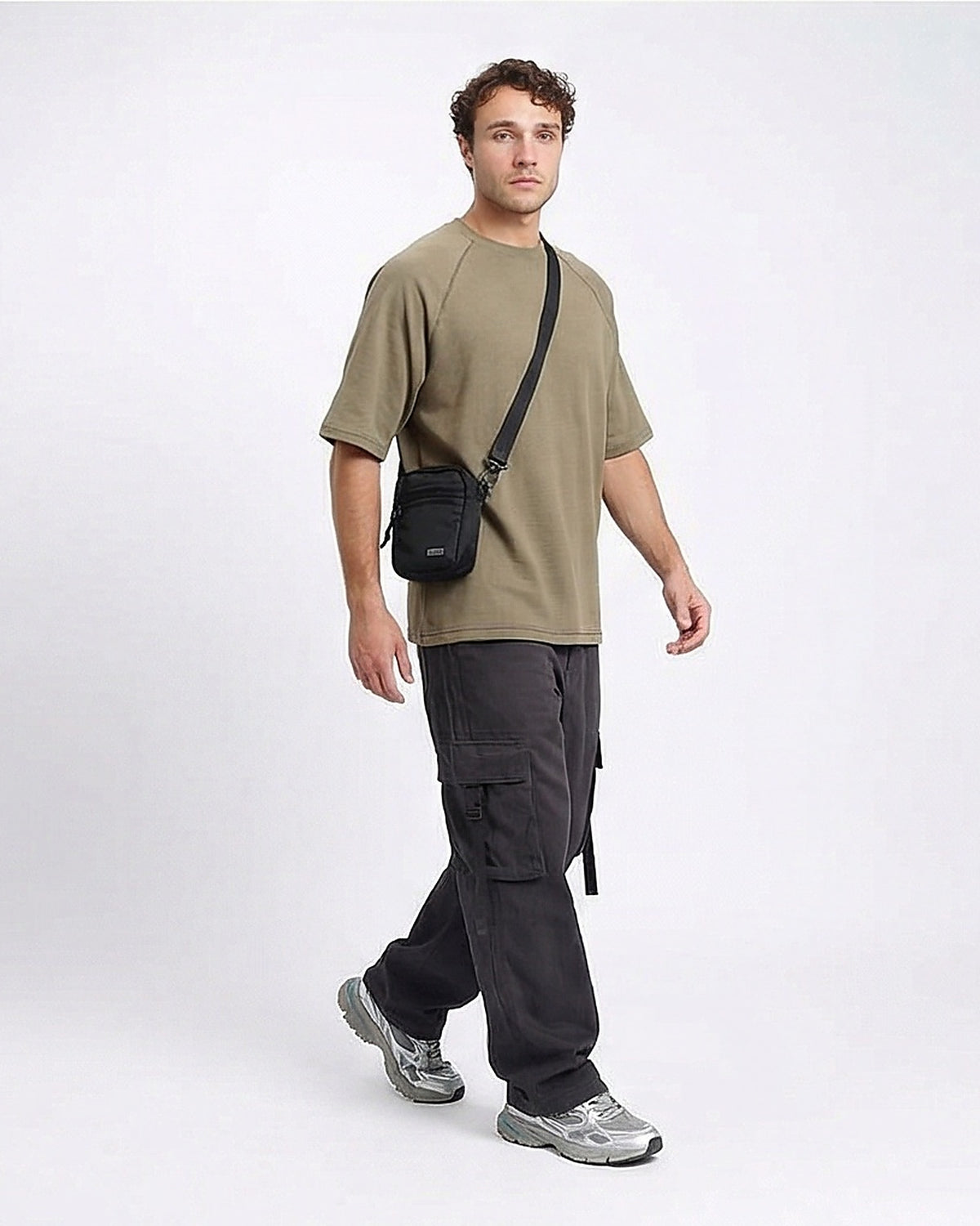 Olive Green Textured Raglan Sleeve Tee - R217172