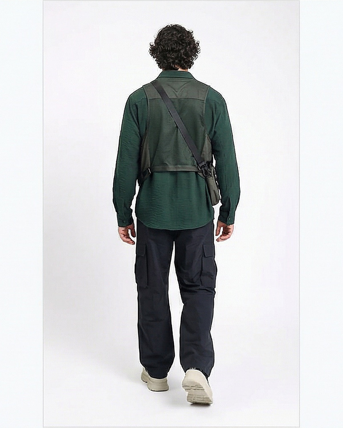 Forest Green Textured Relaxed Fit Long Sleeve Shirt - R217175