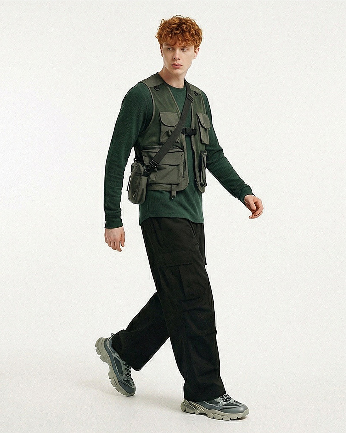 Textured Forest Green Long Sleeve Tee