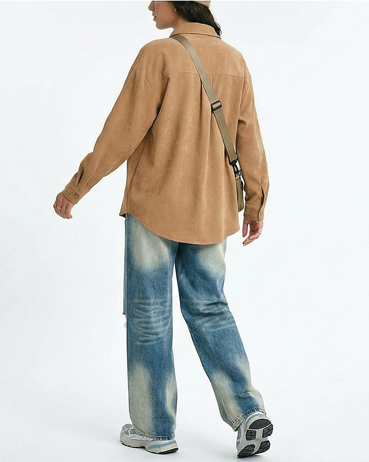 Camel Corduroy Oversized Button-Down Shirt - R217218