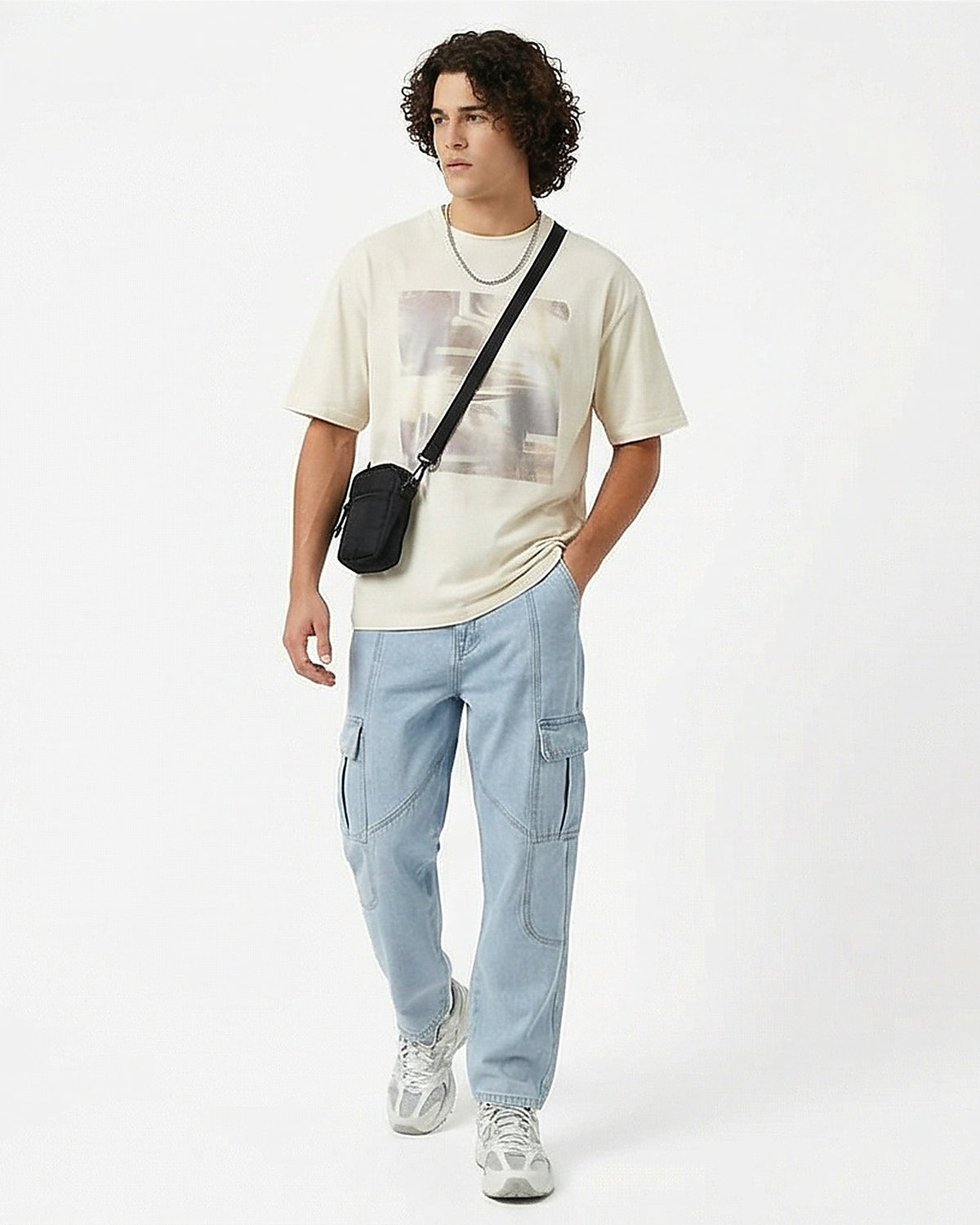 Men's Architectural Light Wash Utility Cargo Jeans