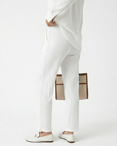 Ravin Women’s High-Waisted Crinkled Straight-Leg Pants – Textured Pull-On Relaxed Trousers - R217292