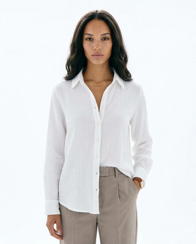 Ravin The Estate Collection | Raw Weave Textured Women Shirt in Optic White - R217298