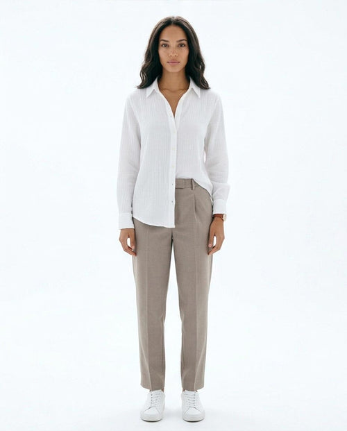 Ravin The Estate Collection | Raw Weave Textured Women Shirt in Optic White - R217298
