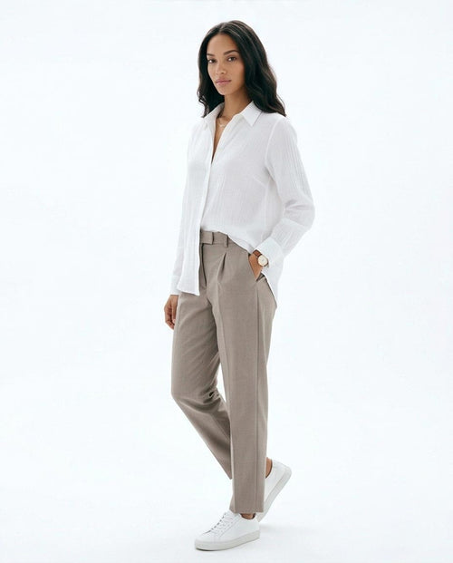 Ravin The Estate Collection | Raw Weave Textured Women Shirt in Optic White - R217298