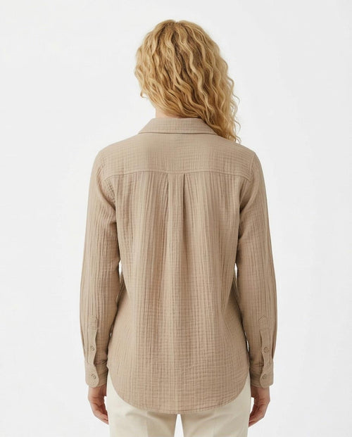 Ravin The Estate Collection | Raw Weave Textured Women Shirt in Antique Beige - R217299