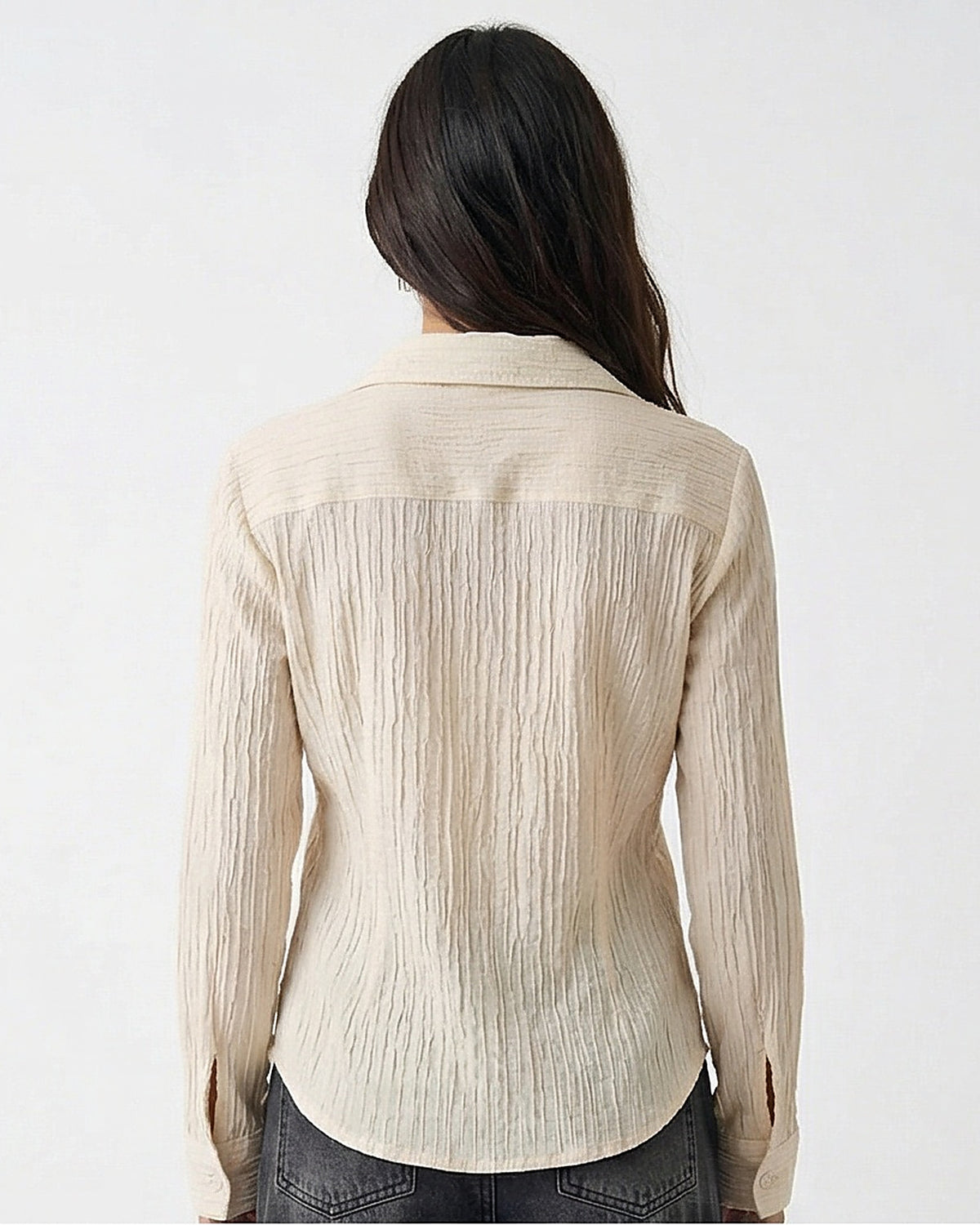 Stone Crinkle Textured Long Sleeve Shirt - R217302